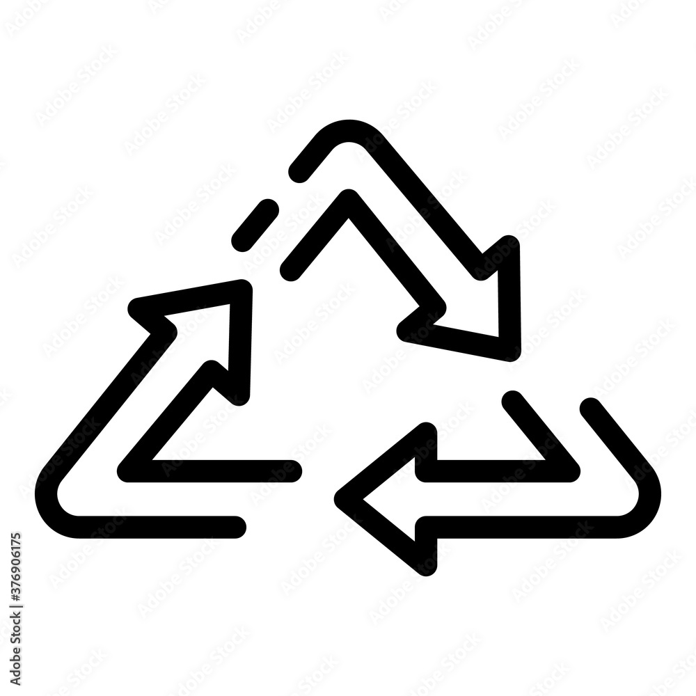 Recycle triangle icon. Outline recycle triangle vector icon for web design isolated on white background Recycle triangle icon. Outline recycle triangle vector icon for web design isolated on white background
