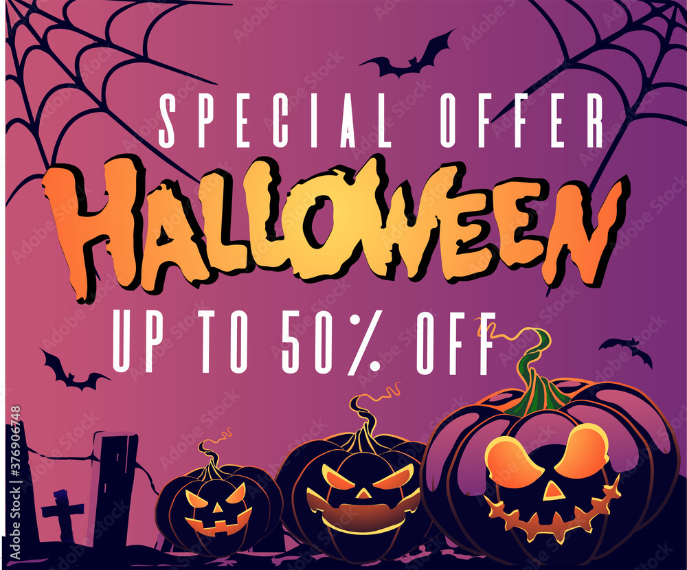 set of halloween ad banners for social media page cover and web banner. Discount promotion marketing concept. happy halloween greeting cards design set of halloween ad banners for social media page cover and web banner. Discount promotion marketing concept. happy halloween greeting cards design