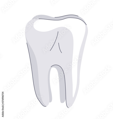 White healthy tooth isolated vector illustration, minimal simple style drawing.