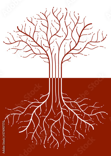 Tree of life, life and death, the cycle of life, vector logo drawing in linear style, classic symbol.