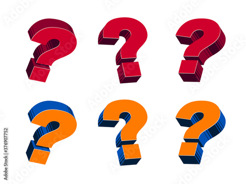 3D question mark query symbol vector icons set, design element.