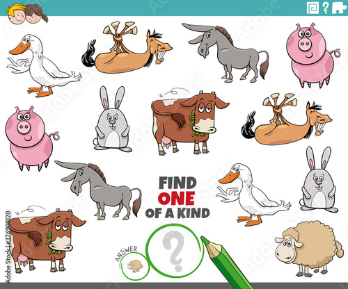 one of a kind game for children with farm animals