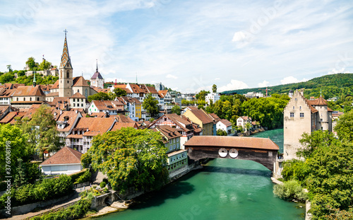 View of Baden, a town in Aargau, Switzerland