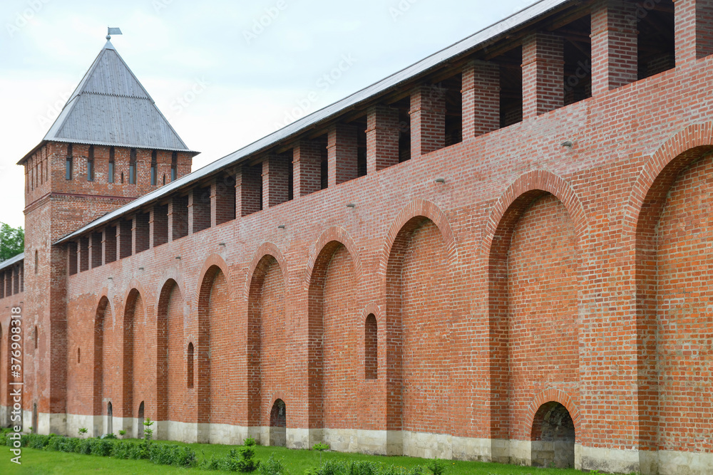 Wall and tower of the Kremlin (fortress). Smolensk city, Smolensk Oblast, Russia.