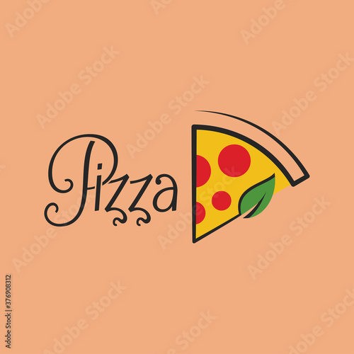 Pizza logo with pizza slice vector background