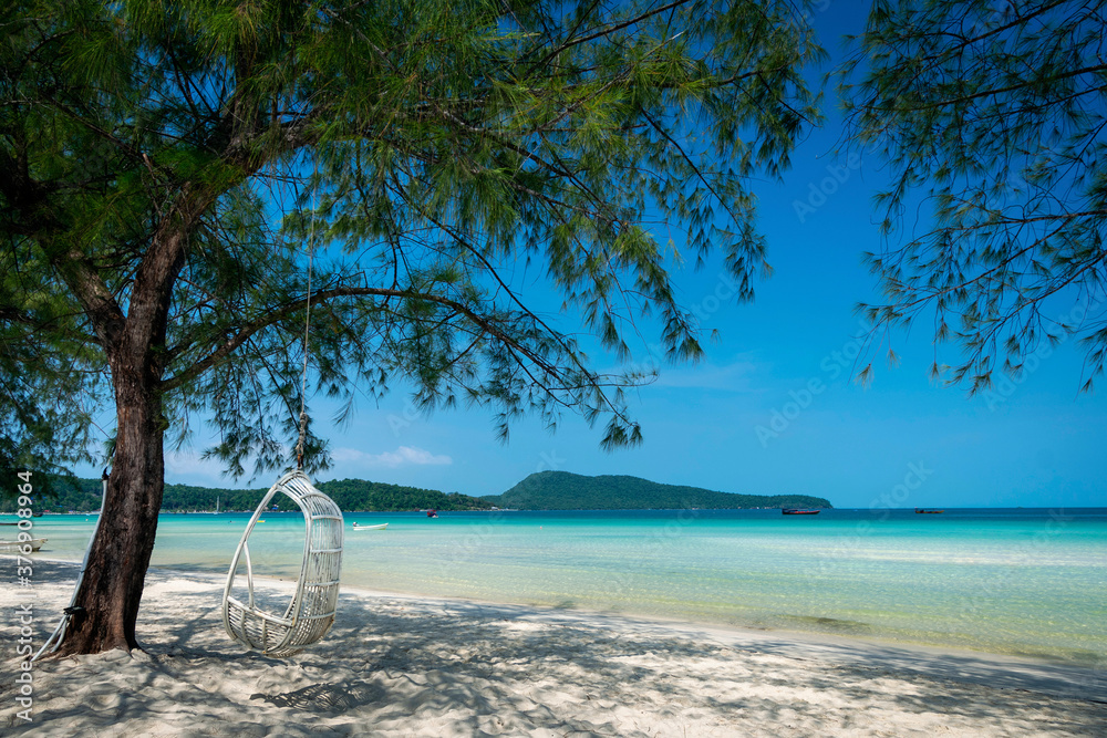 Saracen Bay beach in Koh Rong Samloen island near Sihanoukville in Cambodia