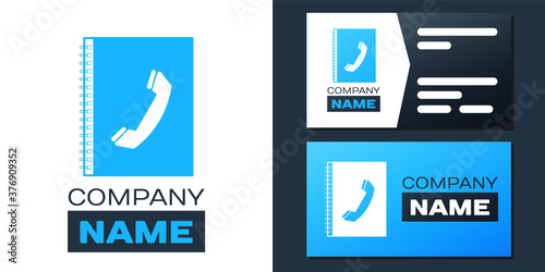 Logotype Phone book icon isolated on white background. Address book. Telephone directory. Logo design template element. Vector.
