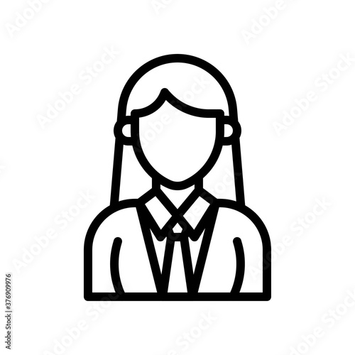 administrative related girl with office dress and tie vector in lineal style,