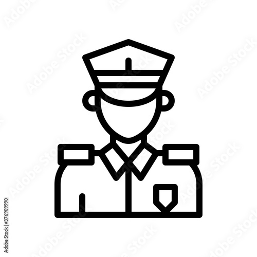 Photo administrative related warden police or man with uniform and cap vector in linea