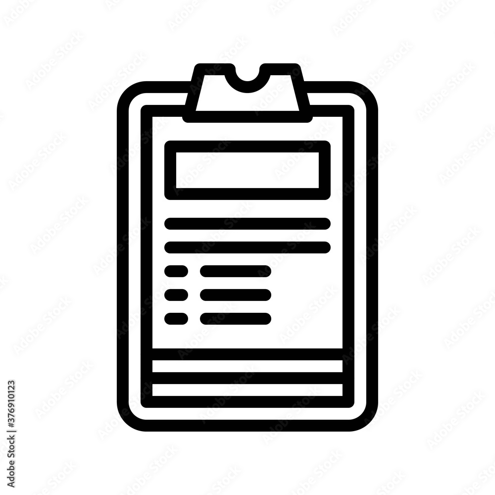 administrative related written text on page with clip board vector in lineal style, administrative related written text on page with clip board vector in lineal style,