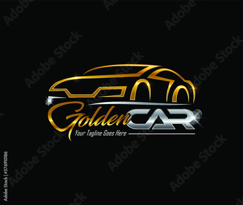 gold and silver car logo symbol vector illustration