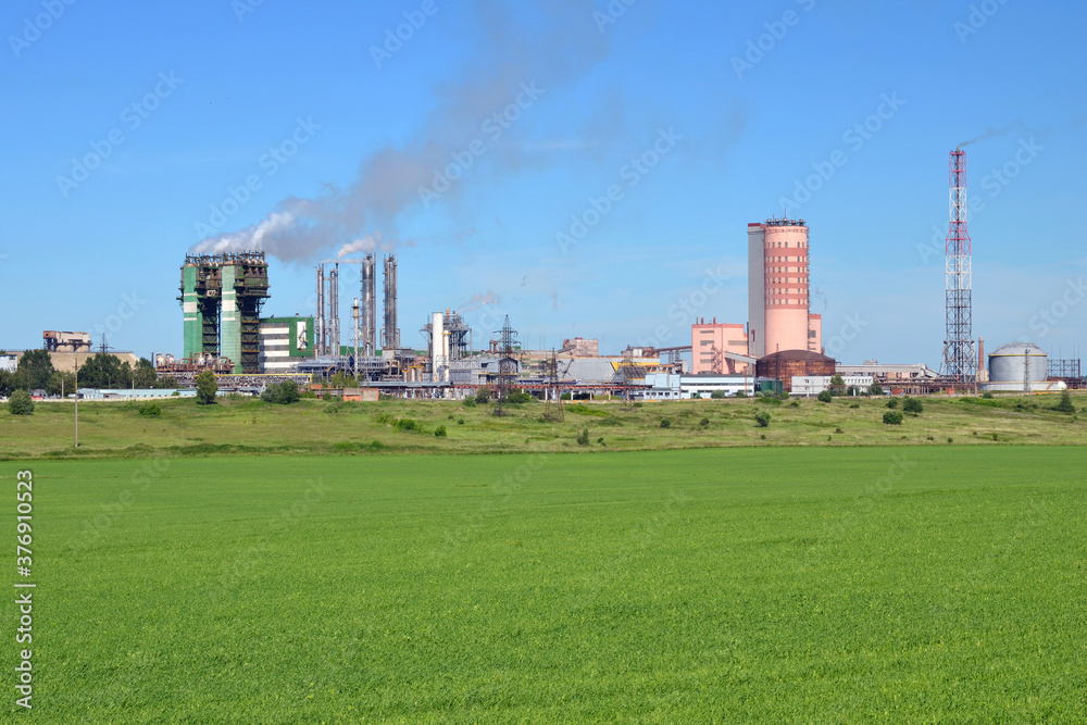 View at Chemical plant Acron. Dorogobuzh town, Smolensk Oblast, Russia.