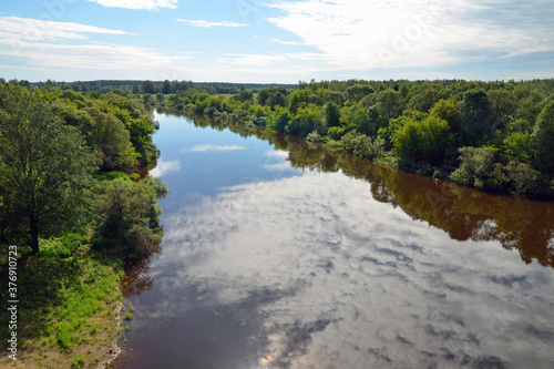 Russian landscape. Dnieper river in the vicinity of Gusino. Smolensk city  Smolensk Oblast  Russia.