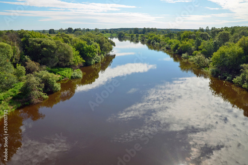 Russian landscape. Dnieper river in the vicinity of Gusino. Smolensk city, Smolensk Oblast, Russia.