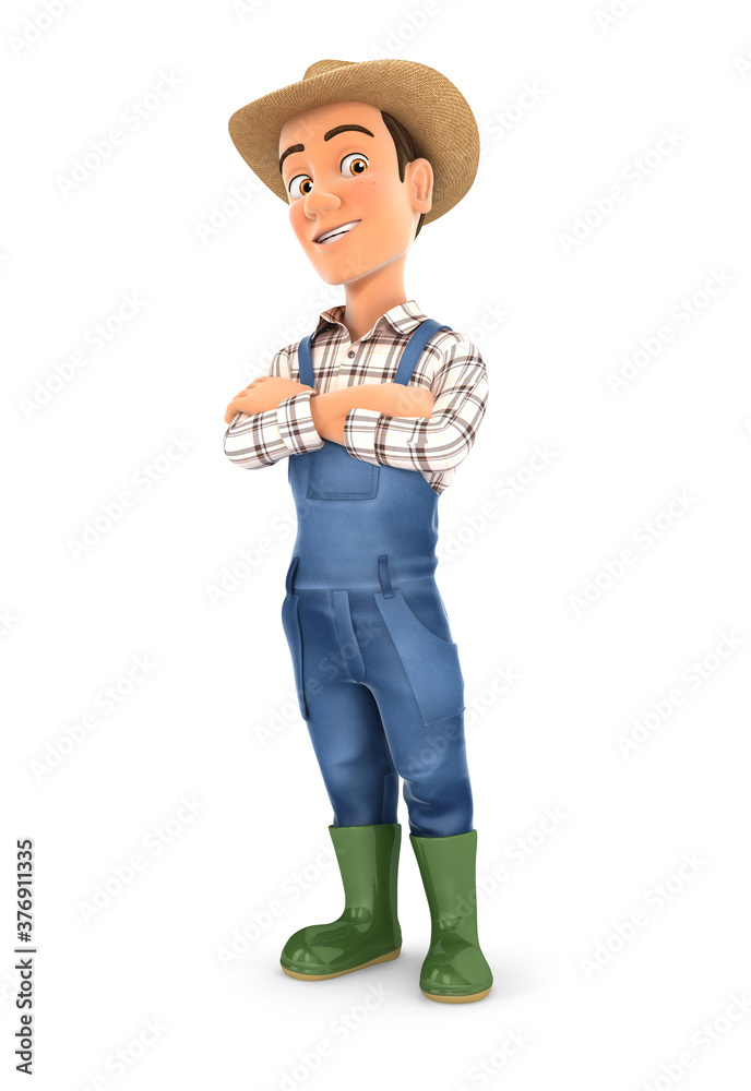 3d farmer standing with arms crossed 3d farmer standing with arms crossed