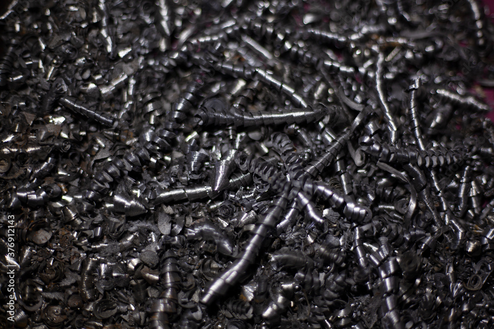 Metal shavings on the table. Metal shavings on the table.