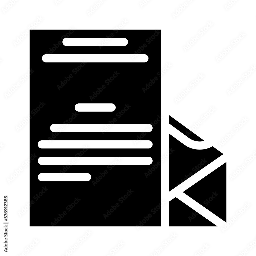 review letter mail glyph icon vector illustration