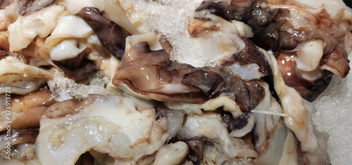 Frozen squid chin in the supermarket is a great protein food