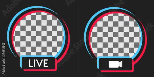black modern live streaming badge or frame for social media webinar, video live, education and more