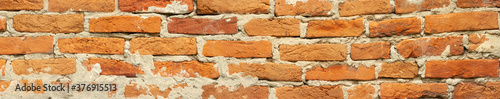 brick wall of red color, wide panorama