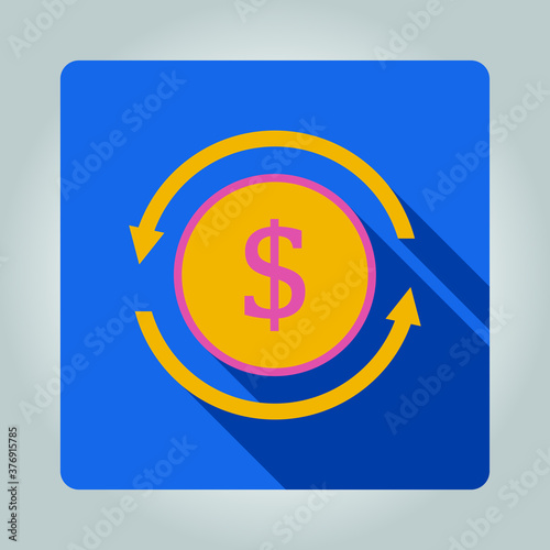 Currency exchange icon long shadow vector 