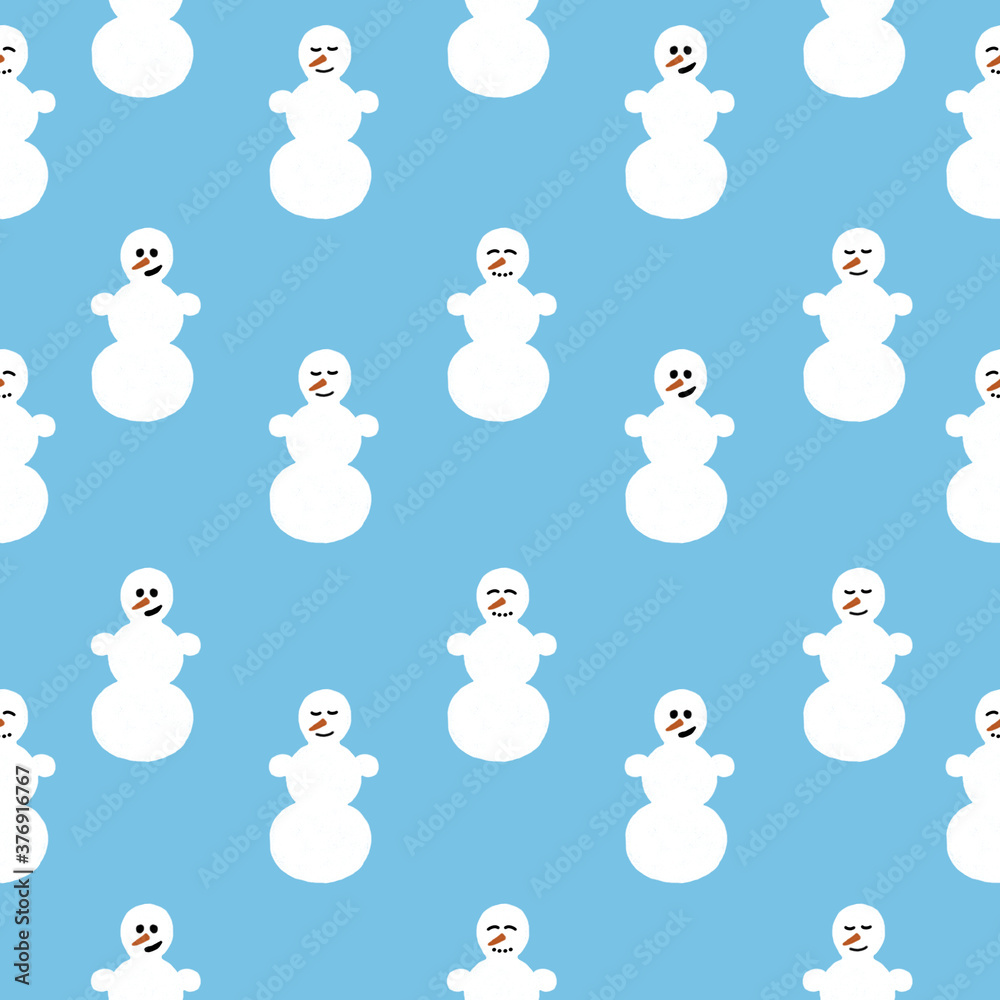 winter seamless pattern with funny snowmen