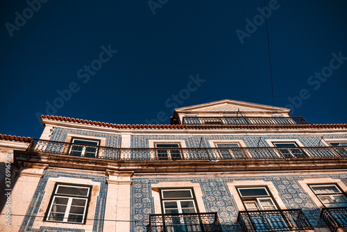 Street view of downtown in Lisbon, Portugal, Europe