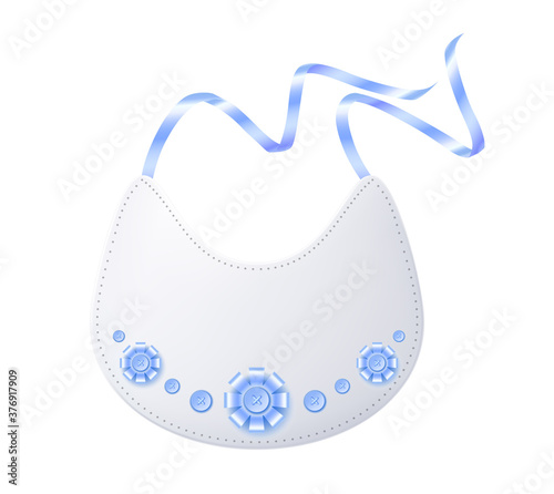 Vector realistic baby bib 3d icon feeding cloth