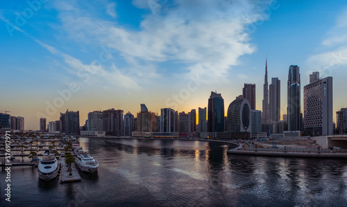 Dubai skyline at sunset