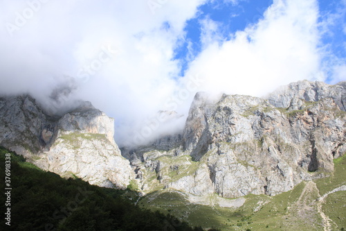 The Picos de Europa ("Peaks of Europe", also the Picos) are a mountain range extending for about 20 km (12 mi), forming part of the Cantabrian Mountains in northern Spain. 