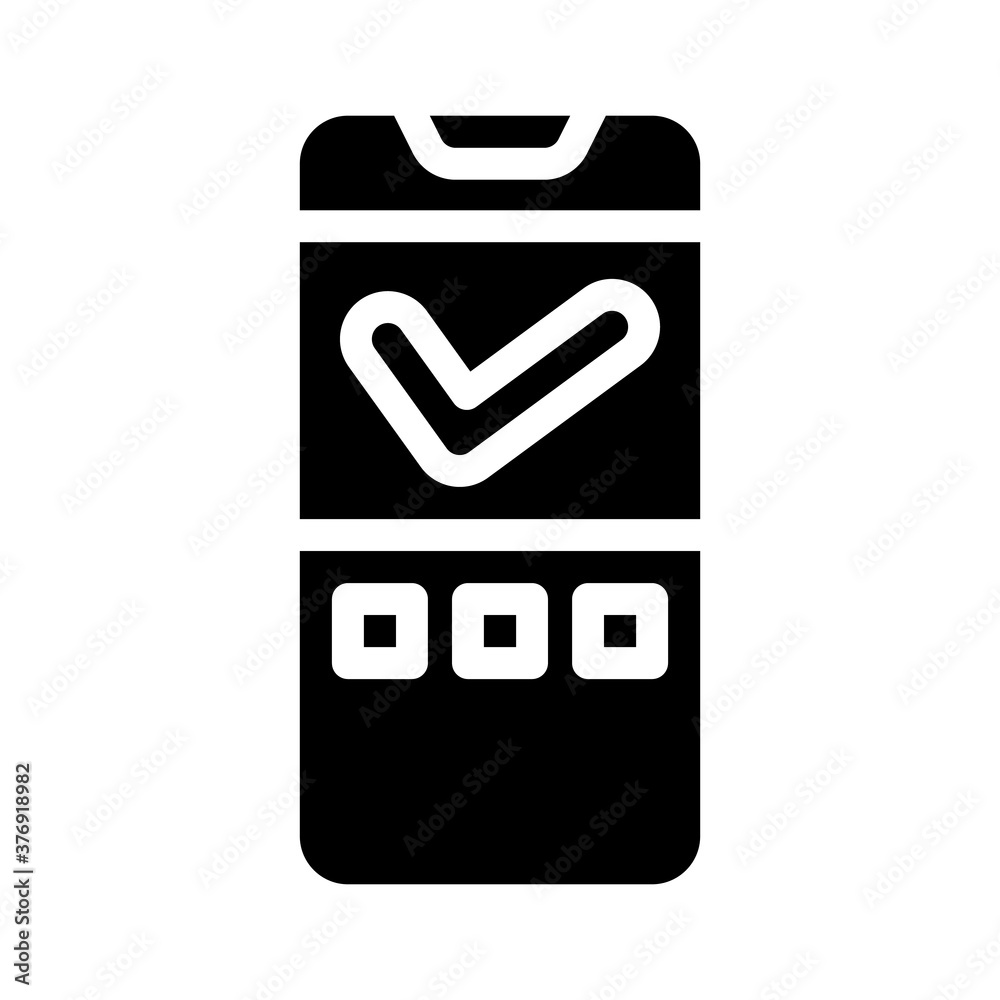 approved mark mobile display glyph icon vector illustration approved mark mobile display glyph icon vector illustration
