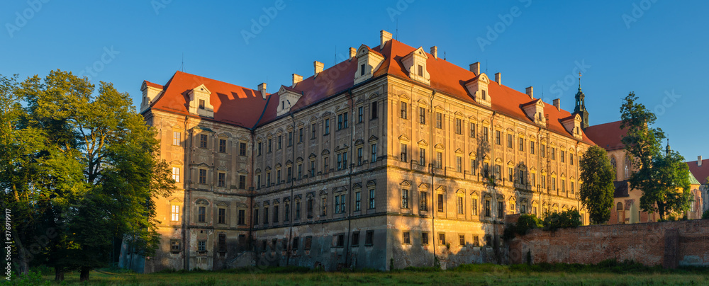 Naklejka premium Buildings of the Cistercian abbey in Lubiąż, Poland in Lower Silesia, former German name 