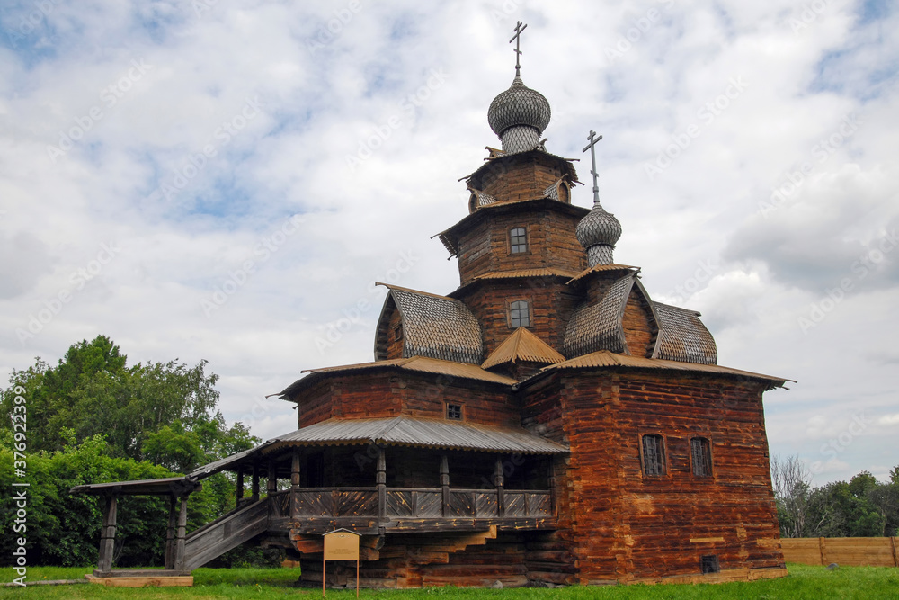 Wooden Transfiguration church (Preobrazhenskaya church, 1756). Suzdal town, Vladimir Oblast, Russia.