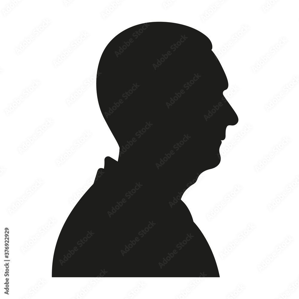 Aged man profile silhouette. Vector illustration.