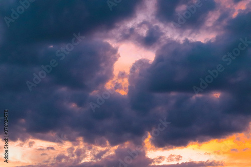 low angle view of clouds in sky during sunset, dramatic cloud formation during the sunset © pcperle