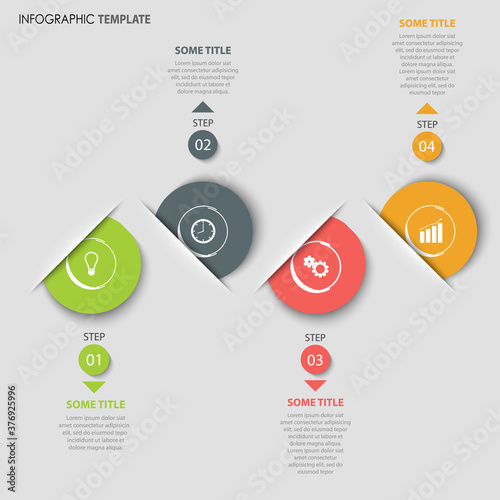 Info graphic with colored round tucked pointers template