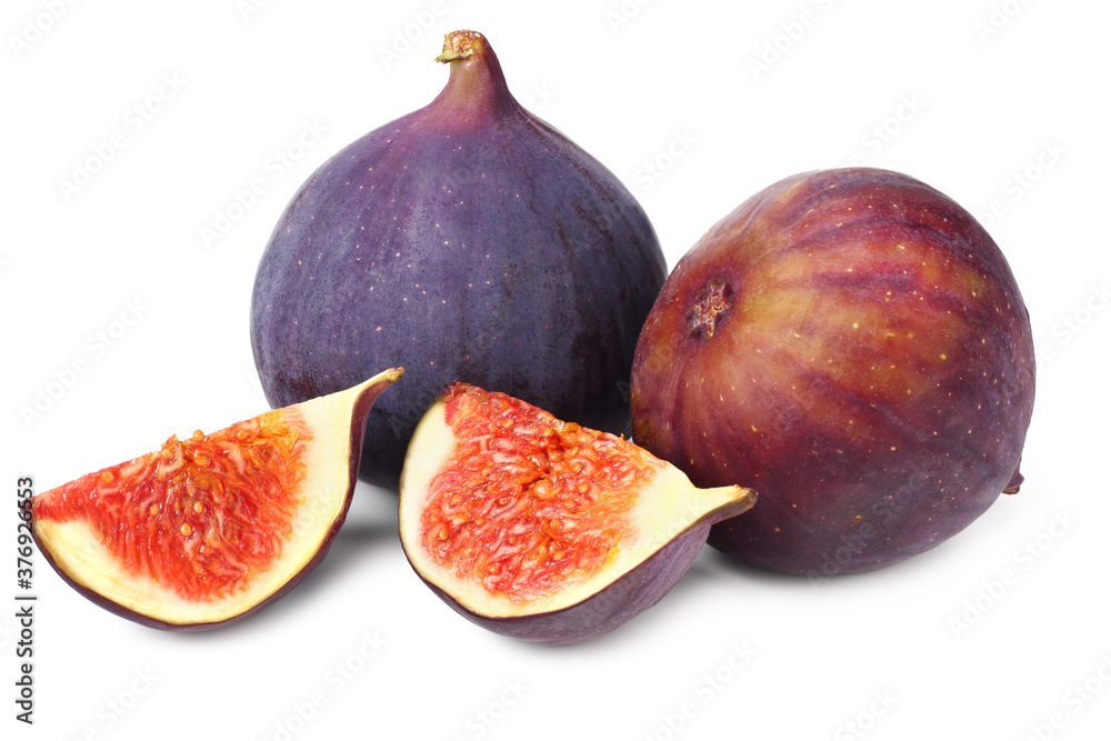 Fig fruits with slices isolated on white background. full depth of field Fig fruits with slices isolated on white background. full depth of field