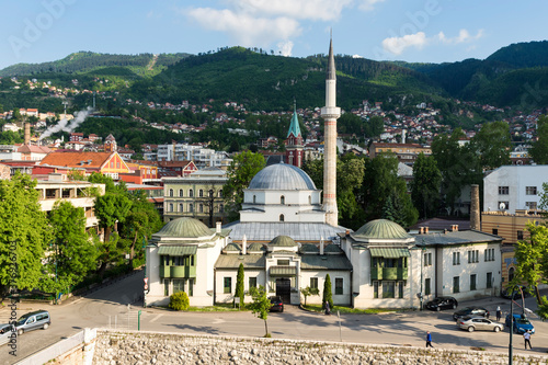 Classical ottoman style Emperor’s Mosque or Careva Džamija, Built in 15th century, Sarajevo, Bosnia and Herzegovina #376926703