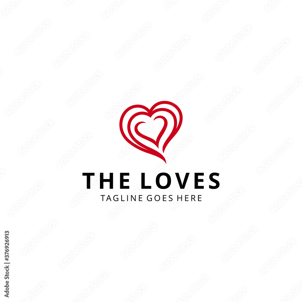 Illustration abstract red love/heart sign luxury with bright shine logo design 
