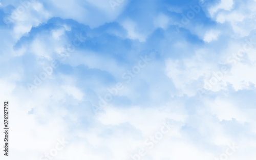 Watercolor illustration cloudy art abstract blue color texture background, clouds and sky pattern. Watercolor stain with hand paint, cloudy pattern on watercolor paper