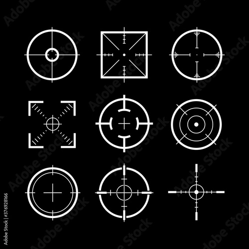 Target Destination Signs White Thin Line Icon Set. Vector