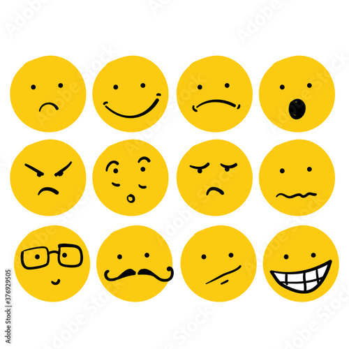 hand drawn doodle smiley emoticon illustration set cartoon