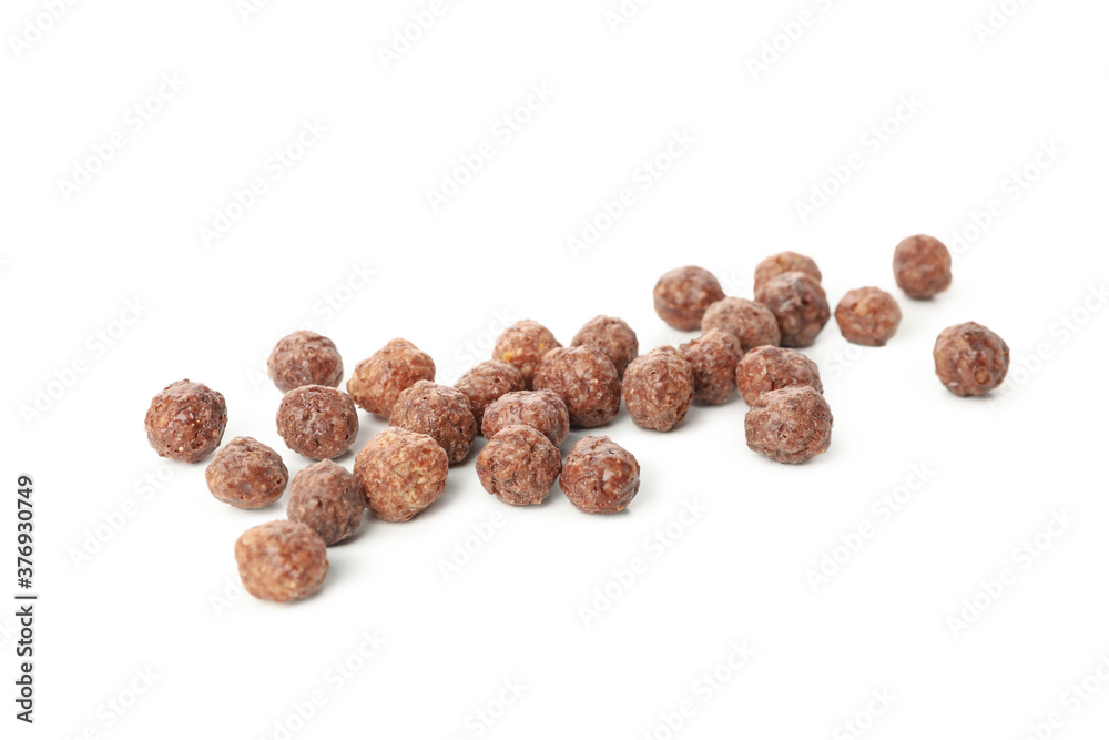 Obraz premium Chocolate corn balls isolated on white background