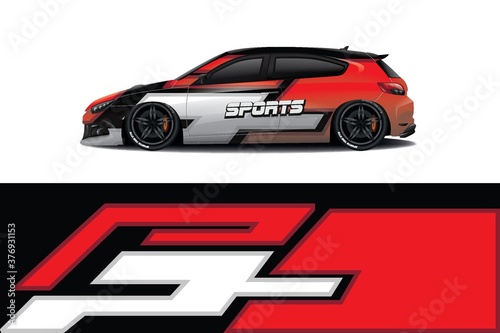 Fototapeta Naklejka Na Ścianę i Meble -  Sports car wrapping decal design	