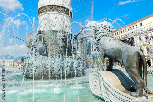 Alexander the Great Fountain, Macedonia Square, Skopje, Macedonia photo