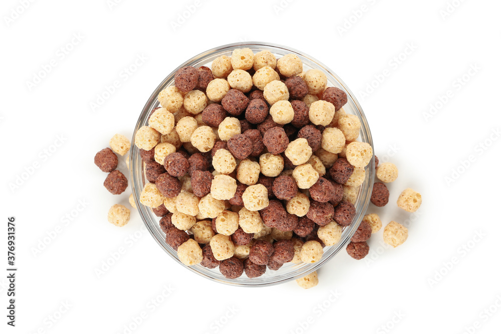 Bowl with corn balls isolated on white background Bowl with corn balls isolated on white background