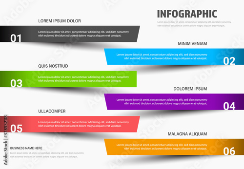 paper protruding from the background infographic, colored graphic design elements