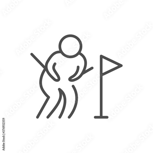 Slalom skiing line outline icon