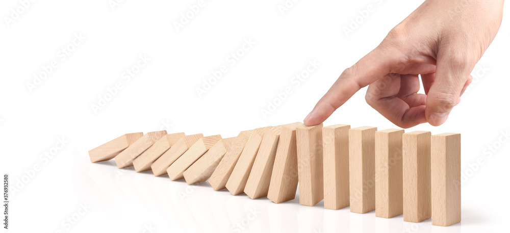Domino wooden falling over effect stopped by unique Domino wooden falling over effect stopped by unique