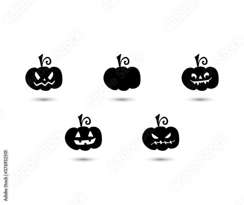 Halloween pumpkins. Set of 5 icons of pumpkins - isolated